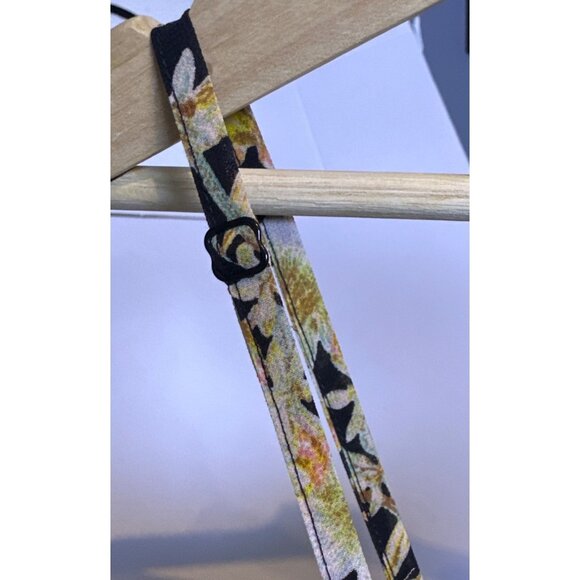 Womens Dark Floral Baby Doll Strappy V Neck‎ Fit & Flare Black / Yellow Size Med - Picture 10 of 11